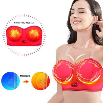 Best electric breast massager bra heating vibration chest massage breast enhancement device big breast lift firming stimulate