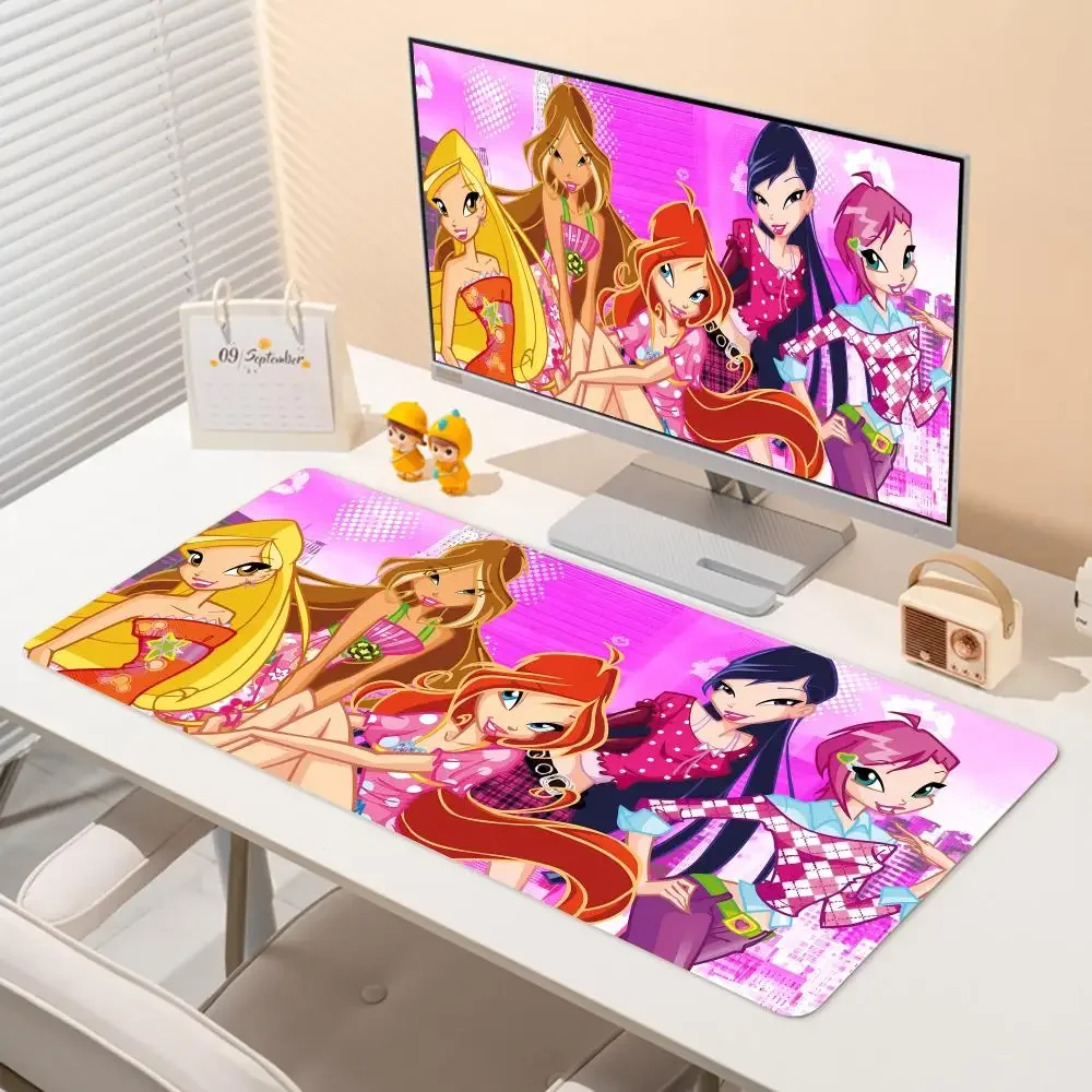 Ragazza W-Winx Clubs Mousepad tappetino per Mouse da gioco di grandi dimensioni tappetino da tavolo con tastiera per Computer addensata