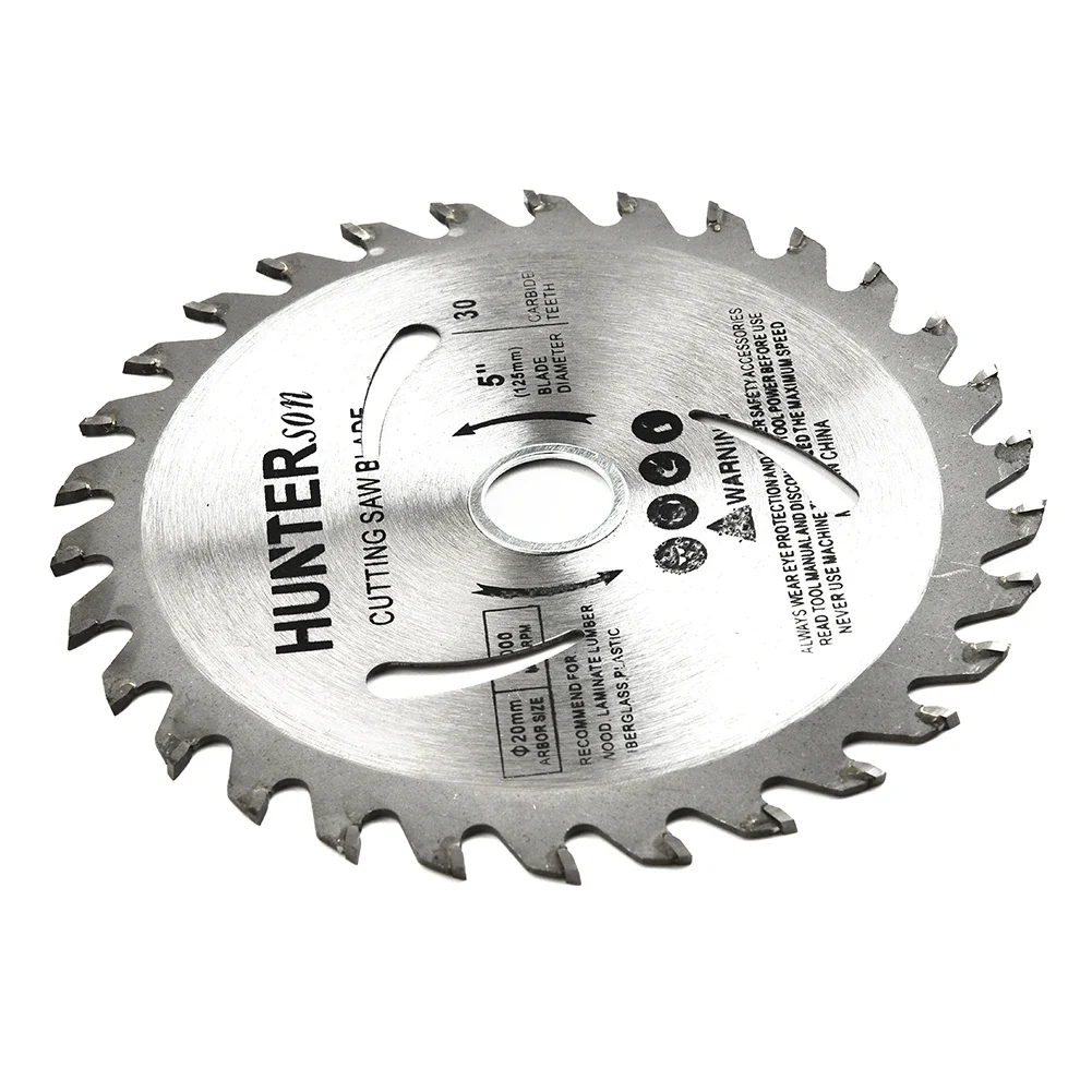 Lâmina de serra circular para corte de madeira, Carbide Tipped Cutting Disc, Ferramenta para madeira, 5 in, 20mm Aperture, 125mm, 30T