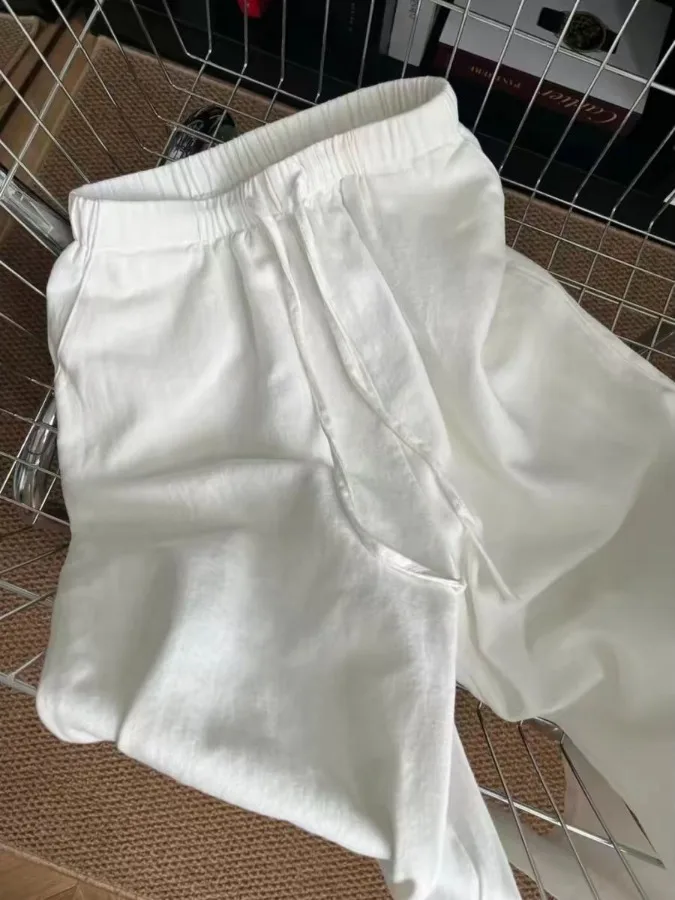 High Waist Wide Leg Cotton Linen Pants Draped Loose Straight Casual Long Trousers for Women Summer 2026 Casual Style