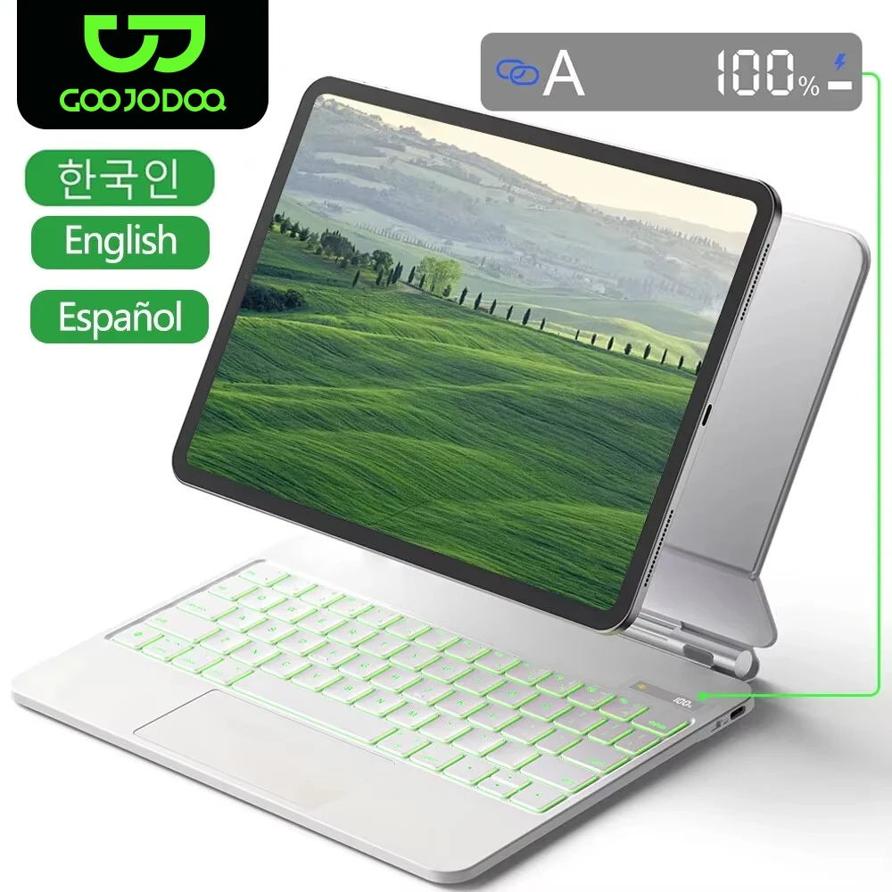 Magic Keyboard for iPad Air 6 2024 Case for iPad Pro 13 Inch Pro 11 2024 for iPad Pro 12.9 Air 5 Air 4 10.9 with LCD Display