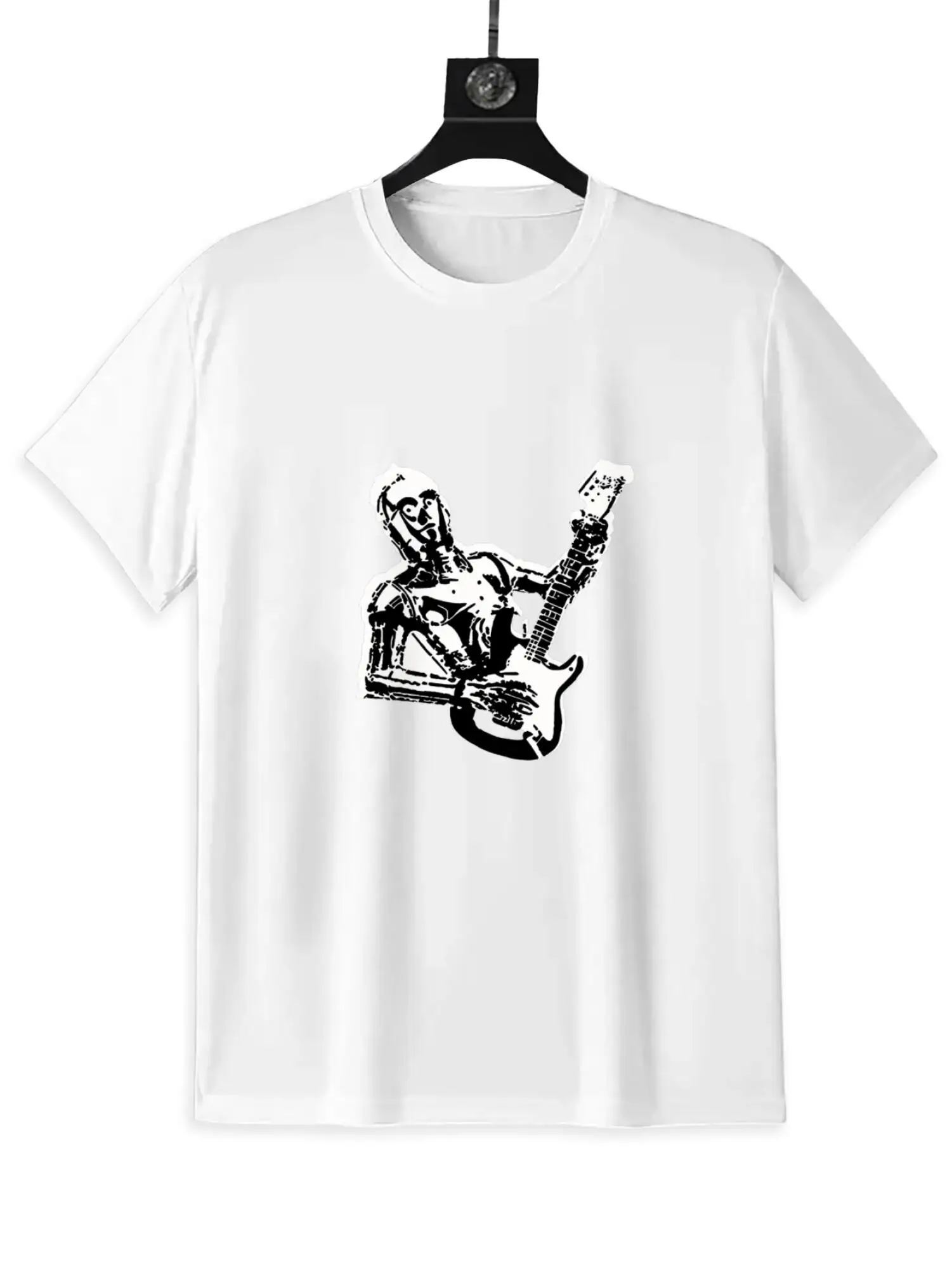 الغيتار قميص روبوت العزف على الغيتار الكهربائي تي شيرت للرجال النساء الرجال الصوتية خمر الغيتار المحملة لاعب كول ريترو الجرافيك المحملة #3