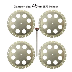 Disco de corte de doble cara de diamante de 4 piezas, rueda de disco de yeso de corte, 45x0,30mm con mandriles
