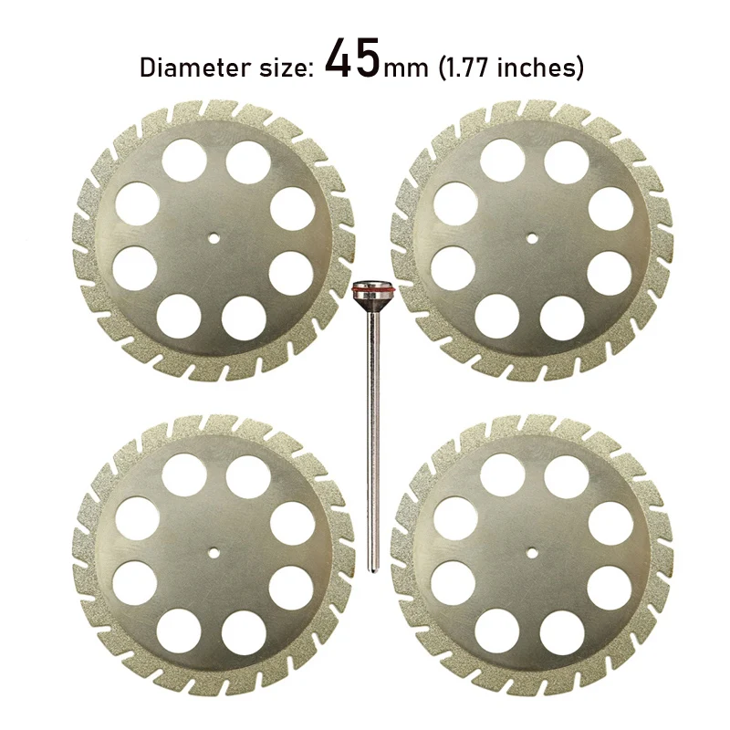 4pcs Electroplated White Corundum Double-Sided Cutting Disc for Cutting Plaster Disc Wheel 40/45*0.30mm with Mandrels