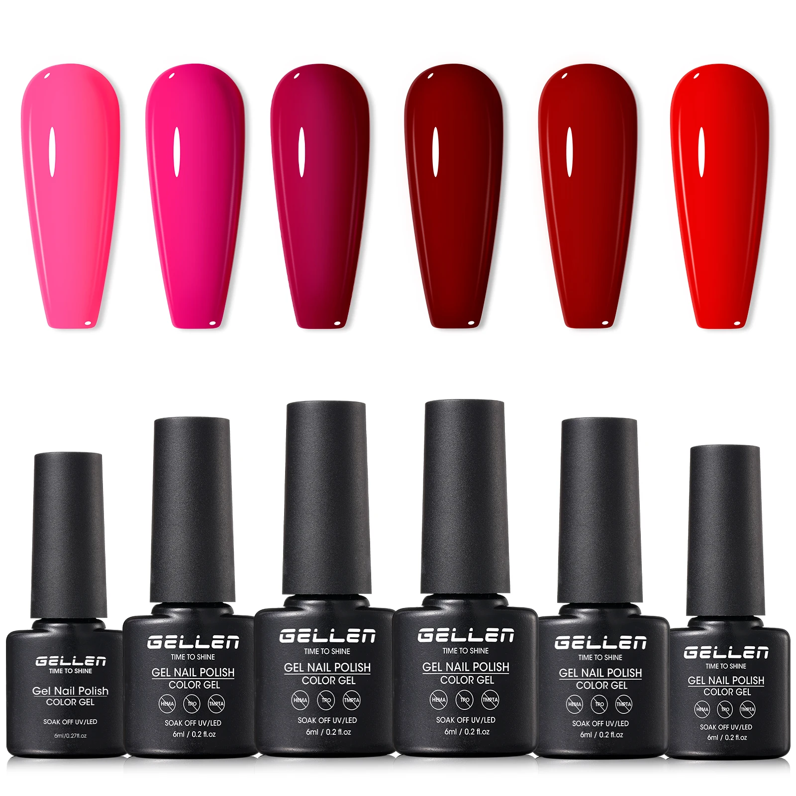GELLEN 6 مللي طلاء أظافر جل أحمر بريق شبه Permament نقع قبالة الأشعة فوق البنفسجية هلام هلام مسمار الفن مانيكير قاعدة علوية لتقوم بها بنفسك امرأة فتاة هدية #3