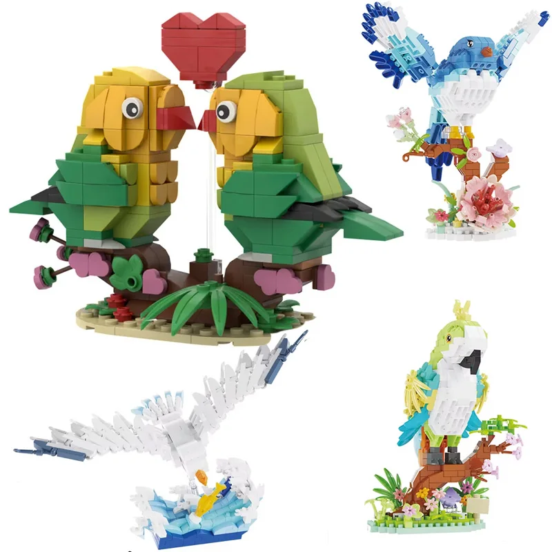 

MOC Lovebirds/Eagle/Seagull/Magpie/Parrot Model Building Block Set Cute Bird Series DIY Educational Ornaments Bricks Toys Gifts