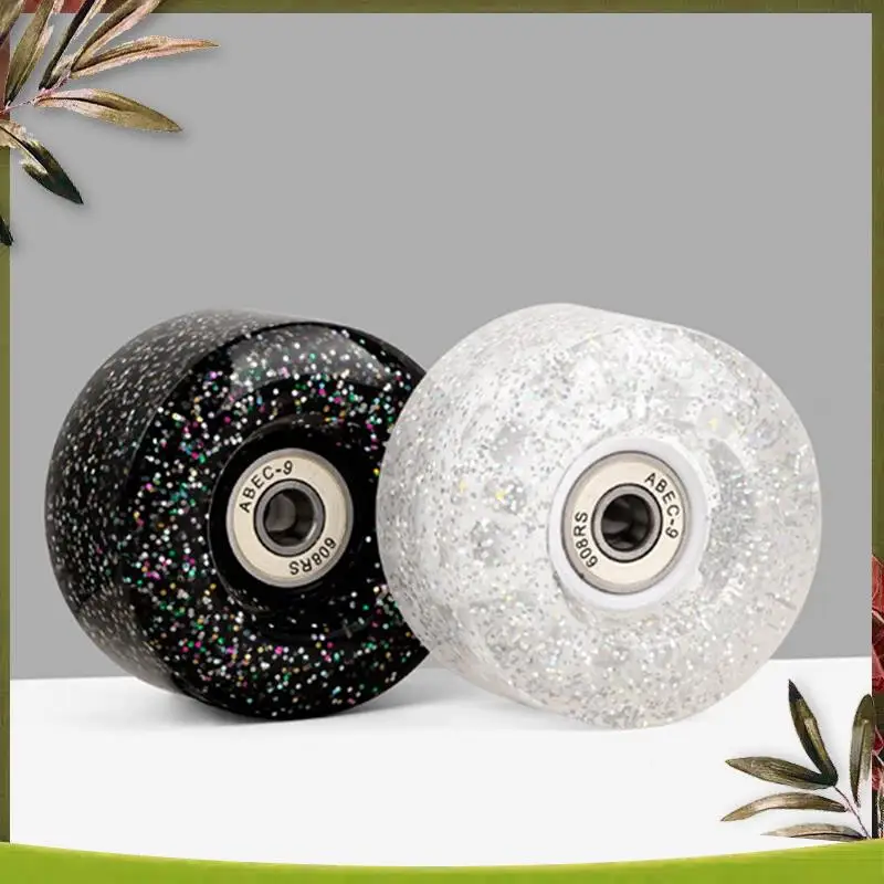 8 Pack 85A Quad Roller Skate Wheels 62 X 33Mm With Bearings For Double Row Skating, Quad Skates Accessories White Multi-Purpose