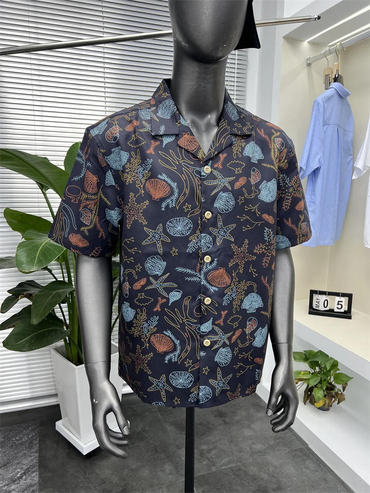 

Кубинский воротник ort Sve irt Пляжный принт Американский ретро Гавайский свободный повседневный цветок irt Летний молодежный тренд Подставка подходит