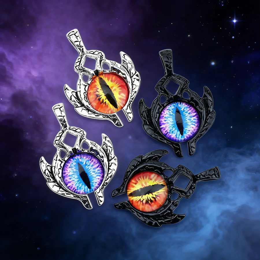 Unique 1Pc Devil's Eye Metal Accessories 4 Colors Grade A Black Silvery Color DIY Pendant Necklace Keychain Bracelet Decoration