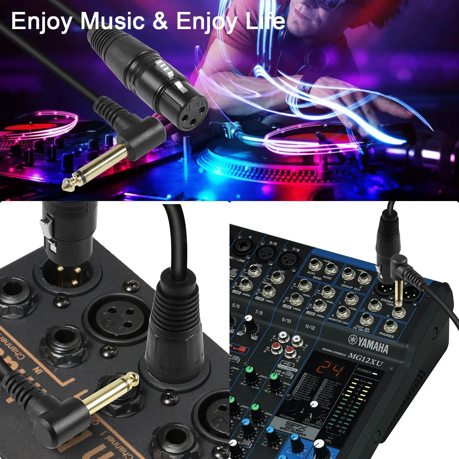 1pc XLR 3 핀 암-직각 6.35mm 1/4 \