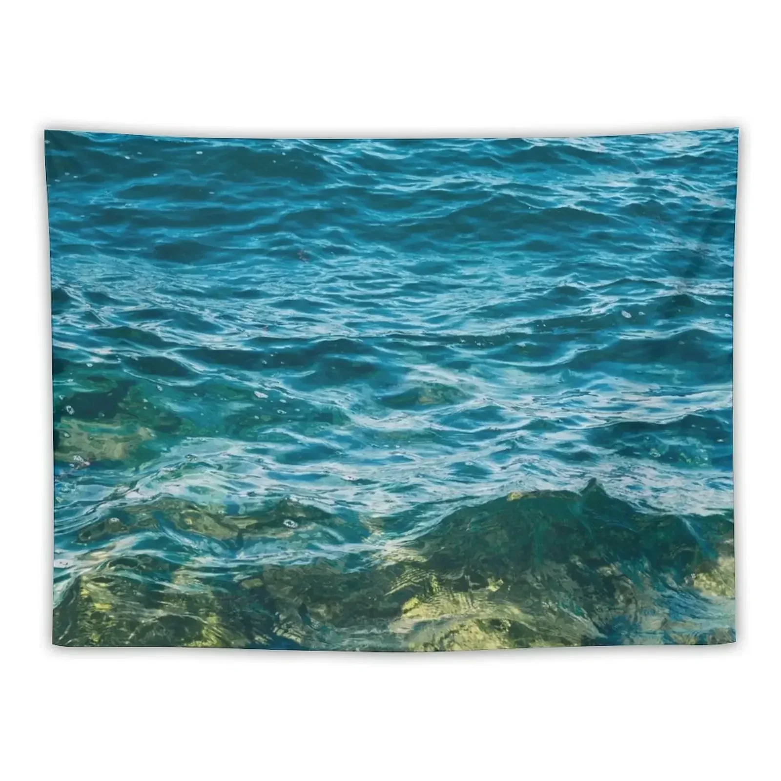 surface of deep blue sea, oceano ,Blue Ocean ,Blue Water, teal ocean, atlantic ocean, ocean water, oceanarium, water, o Tapestry