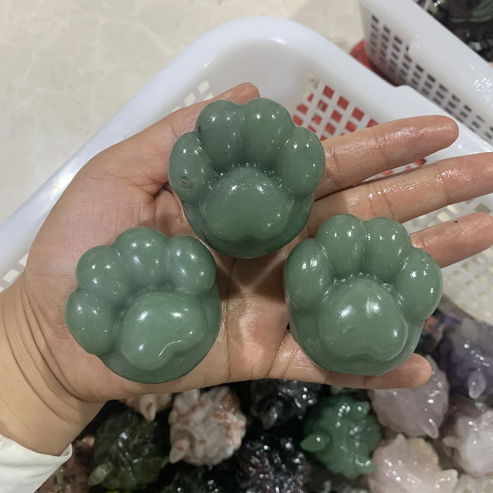 Custom Green Aventurine 5cm Cat Paw Figurine - Hand-Carved Crystal Statue for Home Decor, Reiki Healing Stone & Unique Gift