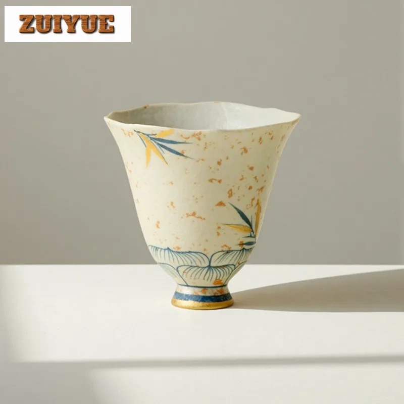 

45ml Caramel Glaze Hand-painted Bamboo Teacup Japanese Tea Bowl Jug Tea-tasting Personal Cup Jianzhan Master Cups Tea Services