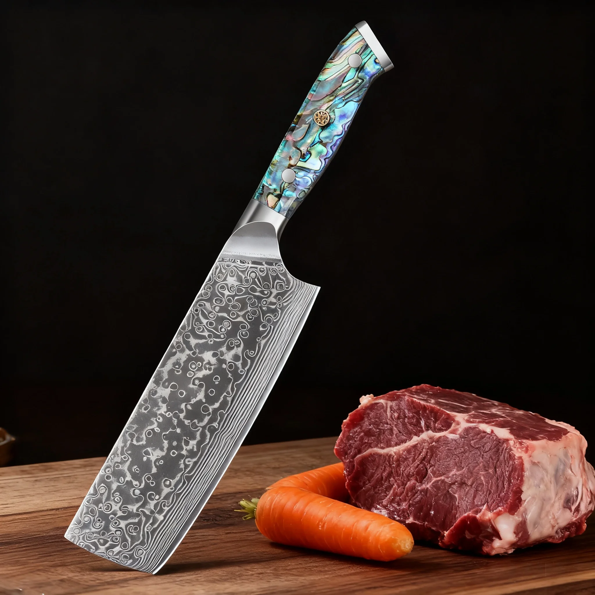 

Household Nakiri Knife 67 layers Damascus Steel Cleaver Knife Meat Fruit Vegetable Peeling Knife Kitchen Stuff Cooking Tools