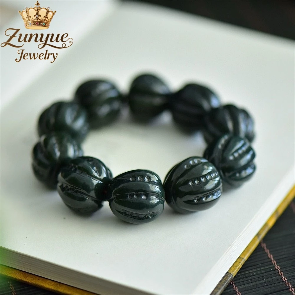 Natural Hetian Green Jade And Walnut Jade Bracelet Luxury Quality Jewelry Best Selling Fashion Jewelry Exquisite Charms Popular