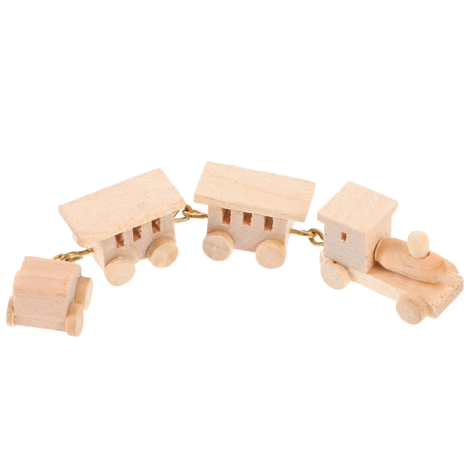 Mini Wooden Train Educational Ornaments Toy Miniature Model Dolls House Accessory Decorate