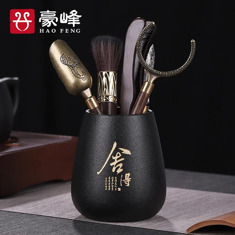 Tea set ceramic solid wood ceramic high-end desktop ornament new Chinese retro home office special accessories Daquan gift 1Pc