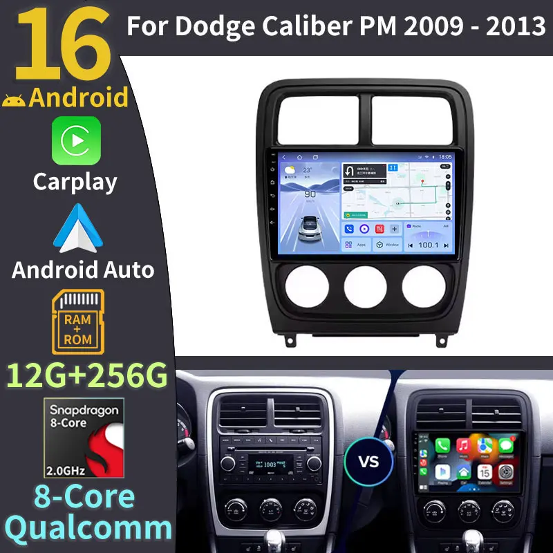 Android 16 Car Radio For Dodge Caliber PM 2009 2010 2011 2012 2013 360 Camera RDS Multimedia Video Player DSP DTS Plug And Play