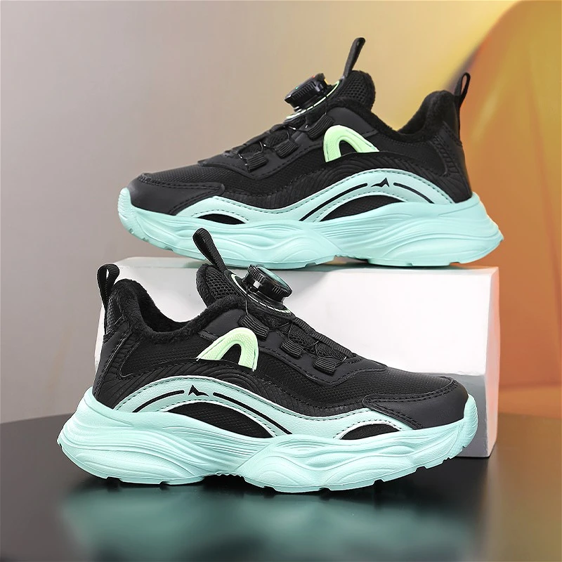 

Winter Kids Plush Warm Sports Shoes New Fashion Color Block Design Childrens Boy Sneakers Soft Non-Slip Girls Causal Cotton Shoe