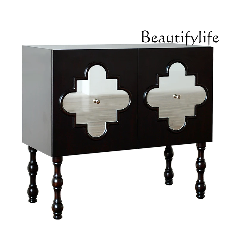 

French retro solid wood entrance entrance cabinet simple modern partition neoclassical decorative shoe cabinet storage