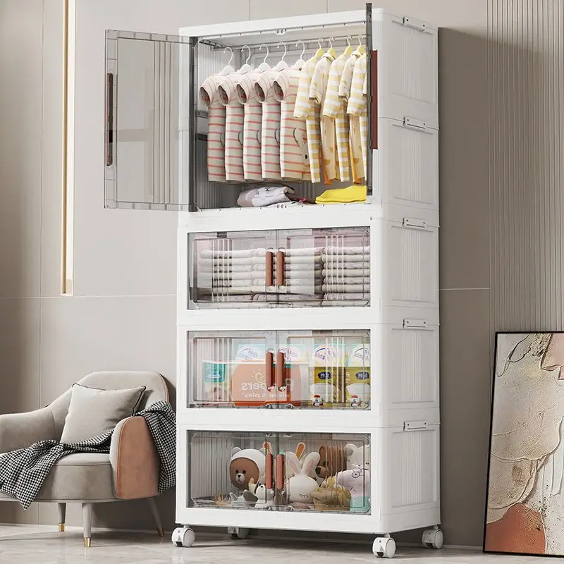 Simple Children's Wardrobe Home Clothes Storage Cabinet Bedroom Storage Cabinet Baby Clothes Hanging Cabinet Rental Room Sto