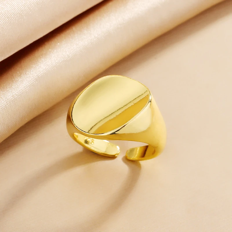 925 Sterling Silver Smooth Elliptical Concavity Resizable Opening Ring For Women Fine Jewelry RI1472
