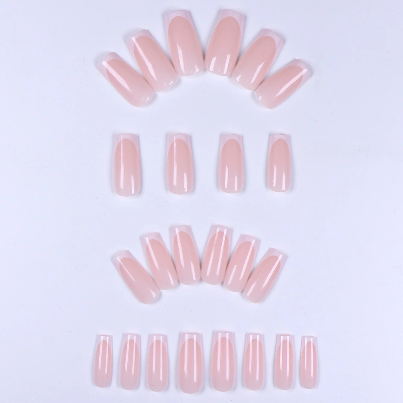 24PCS Explosions in Europe and America Long Water Pipes White French Rectangular Nail Fake Nails