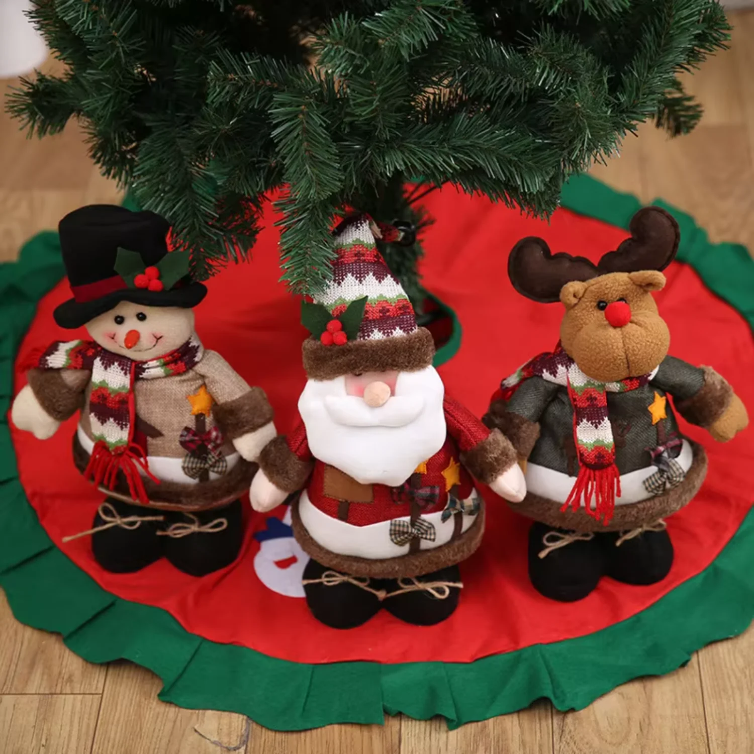 Christmas Holiday Decorations Christmas Tree Toys Snowman Santa Claus Doll for Girls Window Display Retractable Gift Set