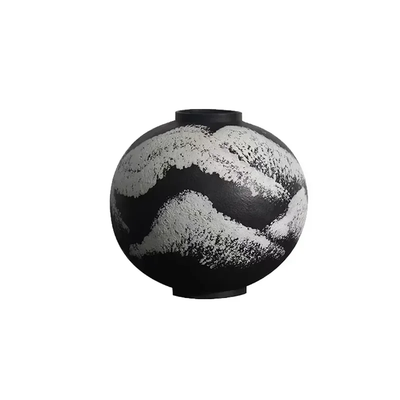 Black ceramic jar vase