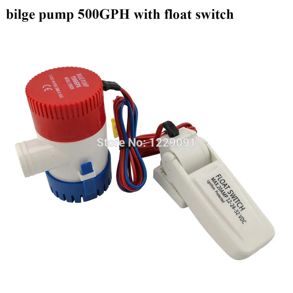 electric 500GPH bilge pump DC 12v 24v Submersible marine pump for boat kayak  with float switch