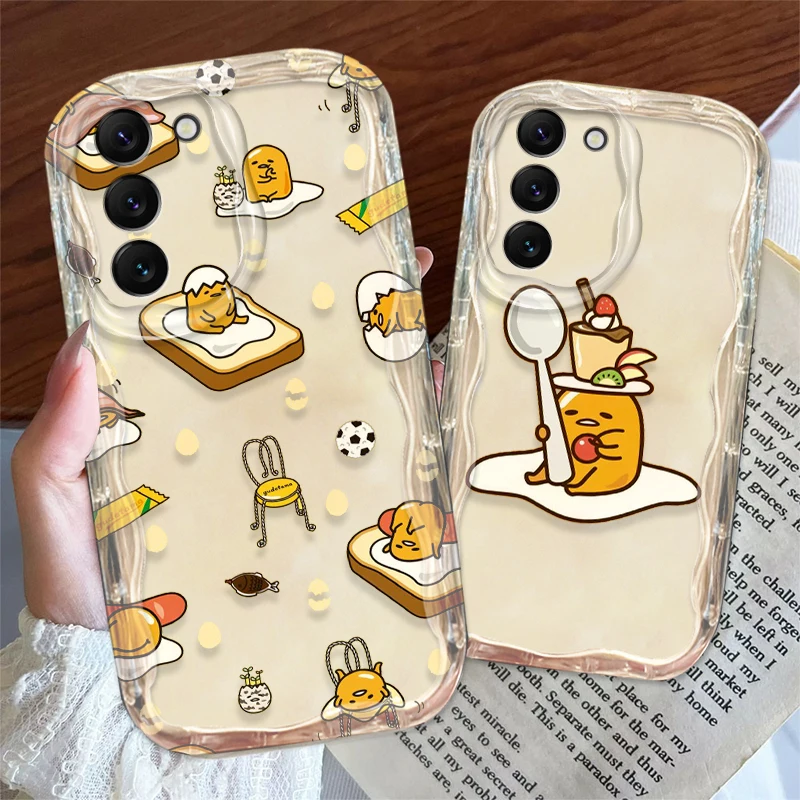 Fashion Cute Gudetama Cover For S21 S23 S24 Ultra Plus FE A55 A35 A25 A05S A54 A53 A52 A33 A32 Wave Oil Phone Case