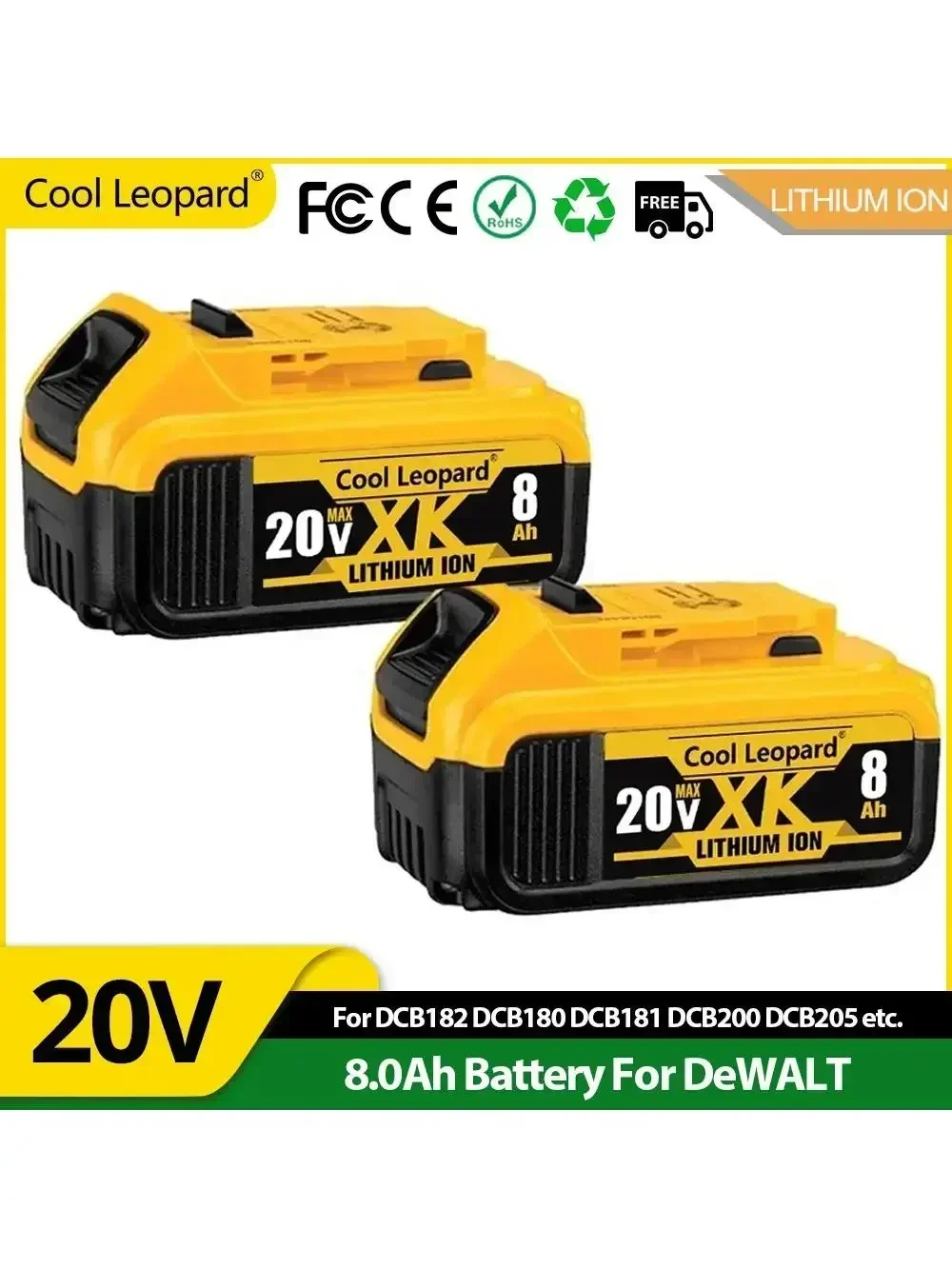 

Original 8000mAh large capacity For DeWalt DCB200 DCB184 DCB203 DCB205 Power Tool Batteries 20 Volt Replacement Li-ion Battery