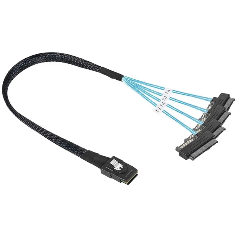 10X Mini Sas Sff-8087 To 4 Sff-8482 Server Array Card Hard Drive Data Cable Sata Power Cable 0.5M