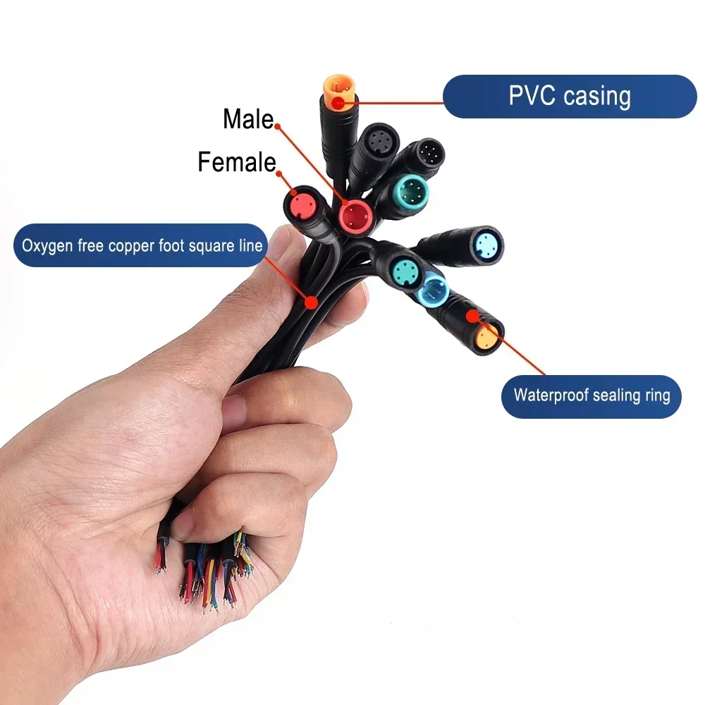 Electric Butt Plug Connector Wiring for Electric Scooter Pluger Signal Sensor Female Male Cable E-bike Brake Cable 2 3 4 5 6 Pin