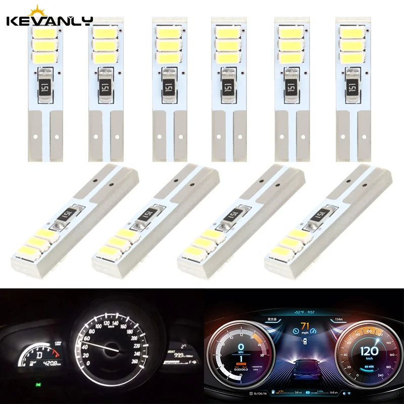 KEVANLY 10/20PCS T5 W3W Canbus LED Car Bulb 3014 6SMD 12V Car Interior Light High Quality Indicator Wedge Auto Instrument Lamp