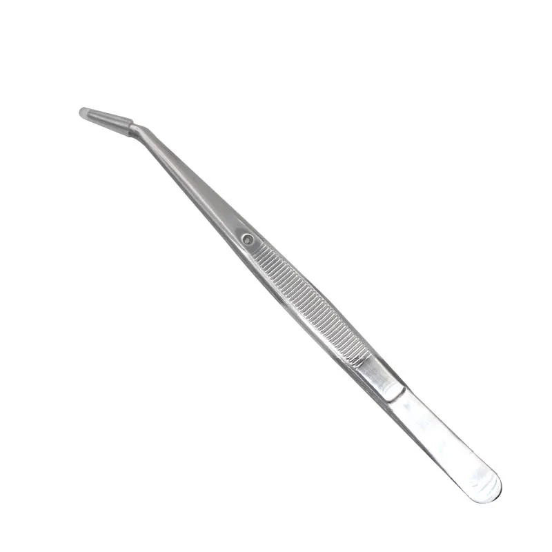 

1pc Stainless Steel Tweezers Serrated Curved Dental Instruments Dental Tool Oral Care Cleaning Tool