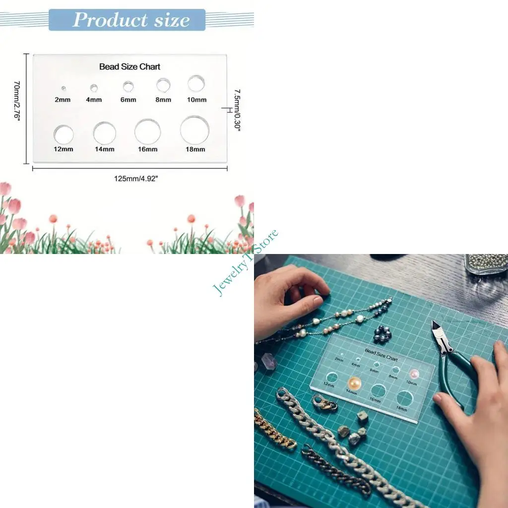 

LX9D Acrylic Bead Size Guide with 9 Standardized Holes Bead Measuring Ruler Professional Crafting Essential for Makers
