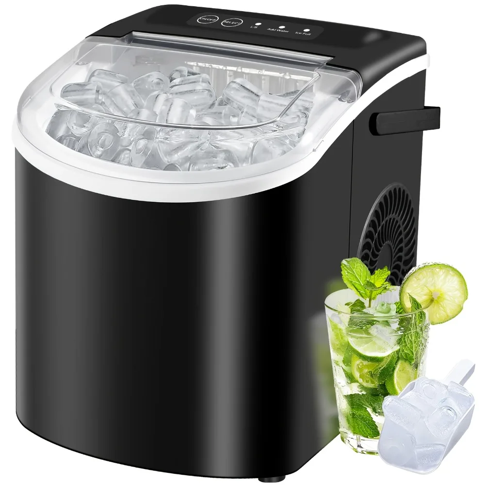 Ice Cube Maker Comes with Basket Spoon Portable Fully Automatic Integrated Bullet Ice Maker Kitchen Tool and Gadgets Accessories