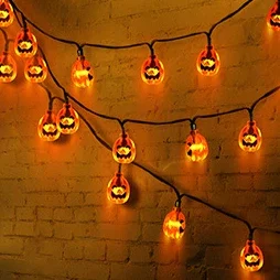LED Halloween Creative Pumpkin Lantern String 20LED Outdoor Solar Lantern String Arrangement Atmosphere Decoration Light