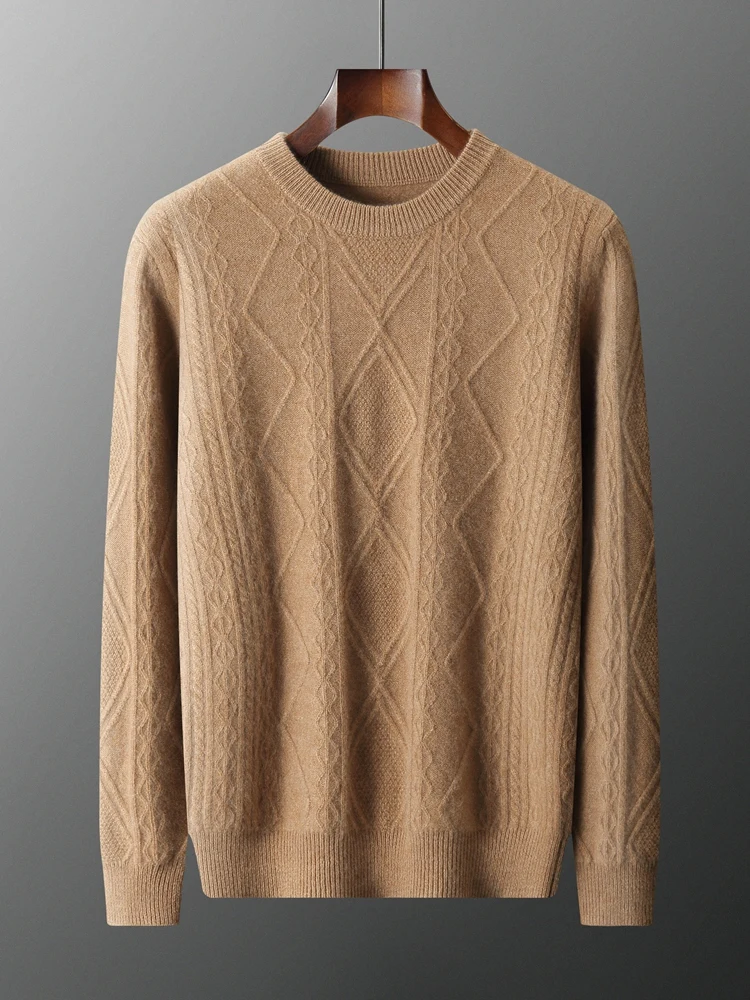 

TLOML новый мужской свитер из 100% кашемира с круглым вырезом, вязаный пуловер, осень-зима, мягкий толстый кашемировый трикотаж, элегантные повседневные топы