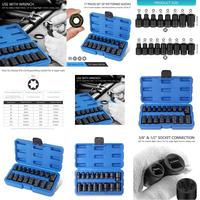 U2JC Screwdriver Hexagonal Drill Bit Adapter Impact Socket Reinforced Nut 17Pcs