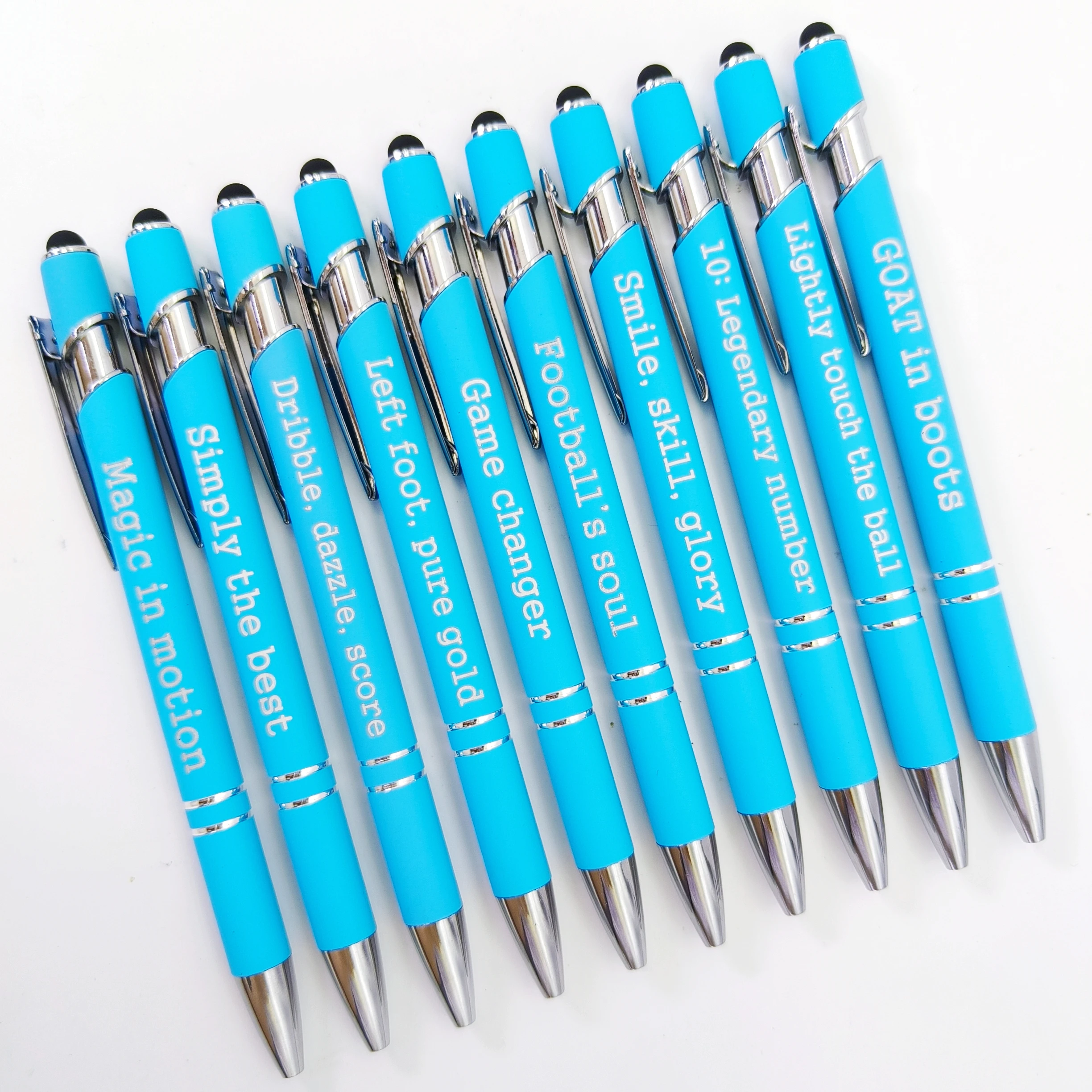 

8 шт./12 шт. синяя серия с фразами и надписью, шариковая ручка со звездой, вдохновляющая подарочная ручка, офисная шариковая ручка
