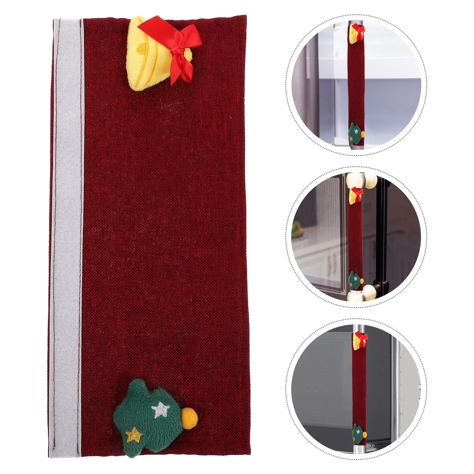 

Holiday Kitchen Appliance Covers Christmas Fridge Handle Protectors Red Burlap Design for Oven Microwave Handles Decor