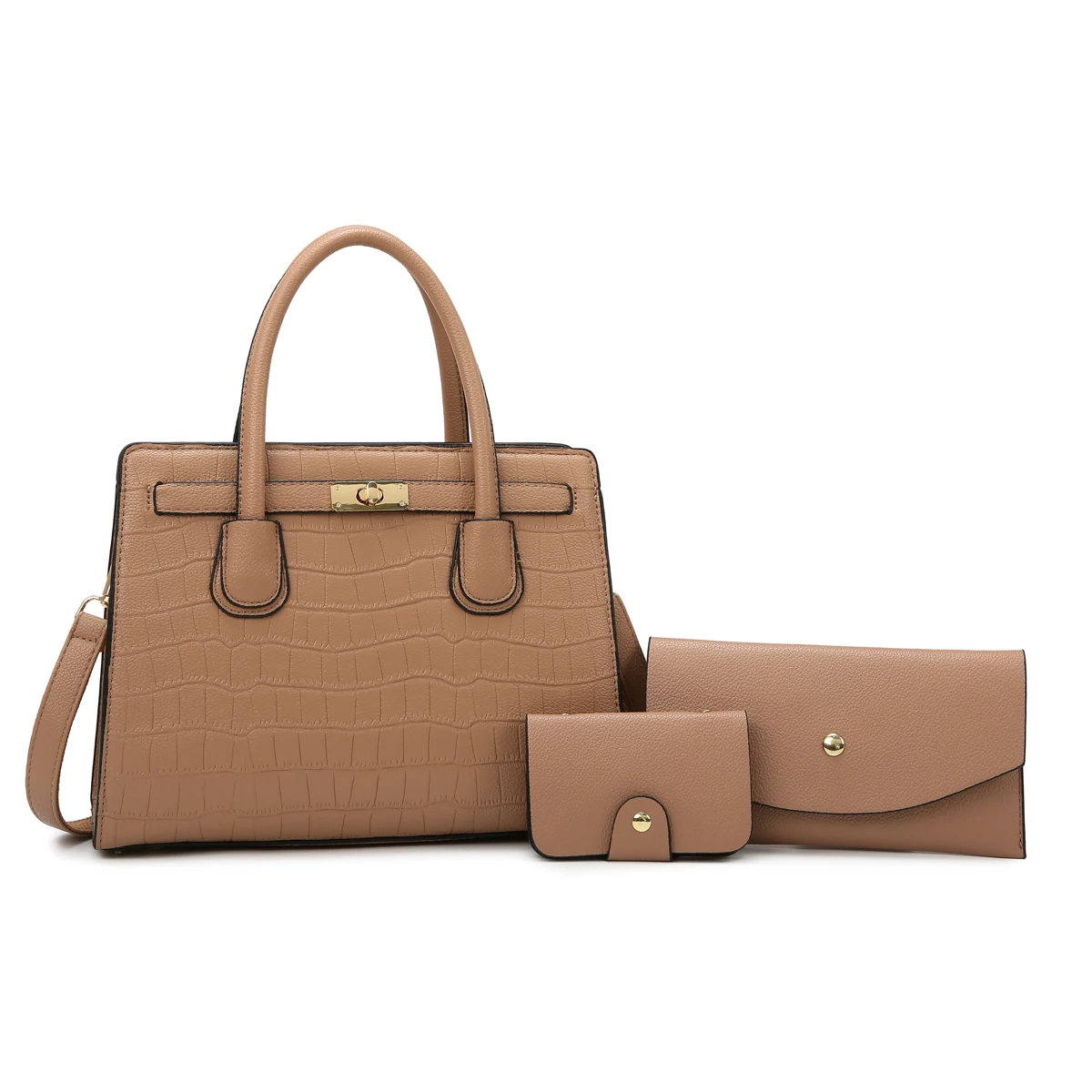 

Handbag Luxury Feel PU Shoulder Bag 3-Piece Set, Korean Style Women's Purse, Phone Wallet Keys Organizer, Must-Have for Travel