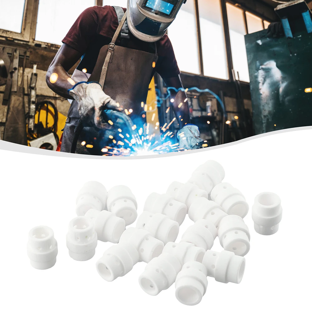 10PCS Gas Diffuser For MB 24KD MIG 250A Welding Torch, Earthenware Nozzle For Binzel MAG, Stable Shielding Flow, 20x10mm