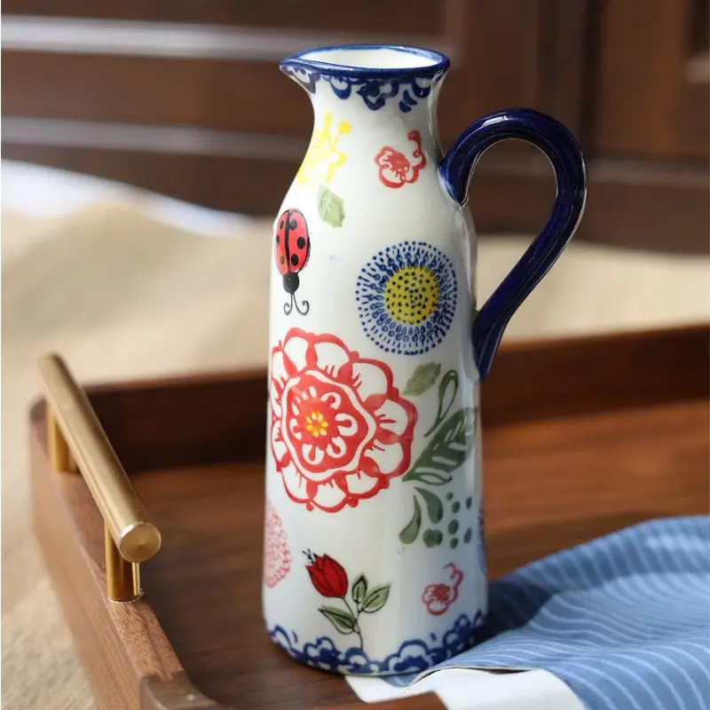 Hand-painted Underglaze Vase Ceramic Living Room Flower Arrangement Milk Jug Flower Arrangement Decoration