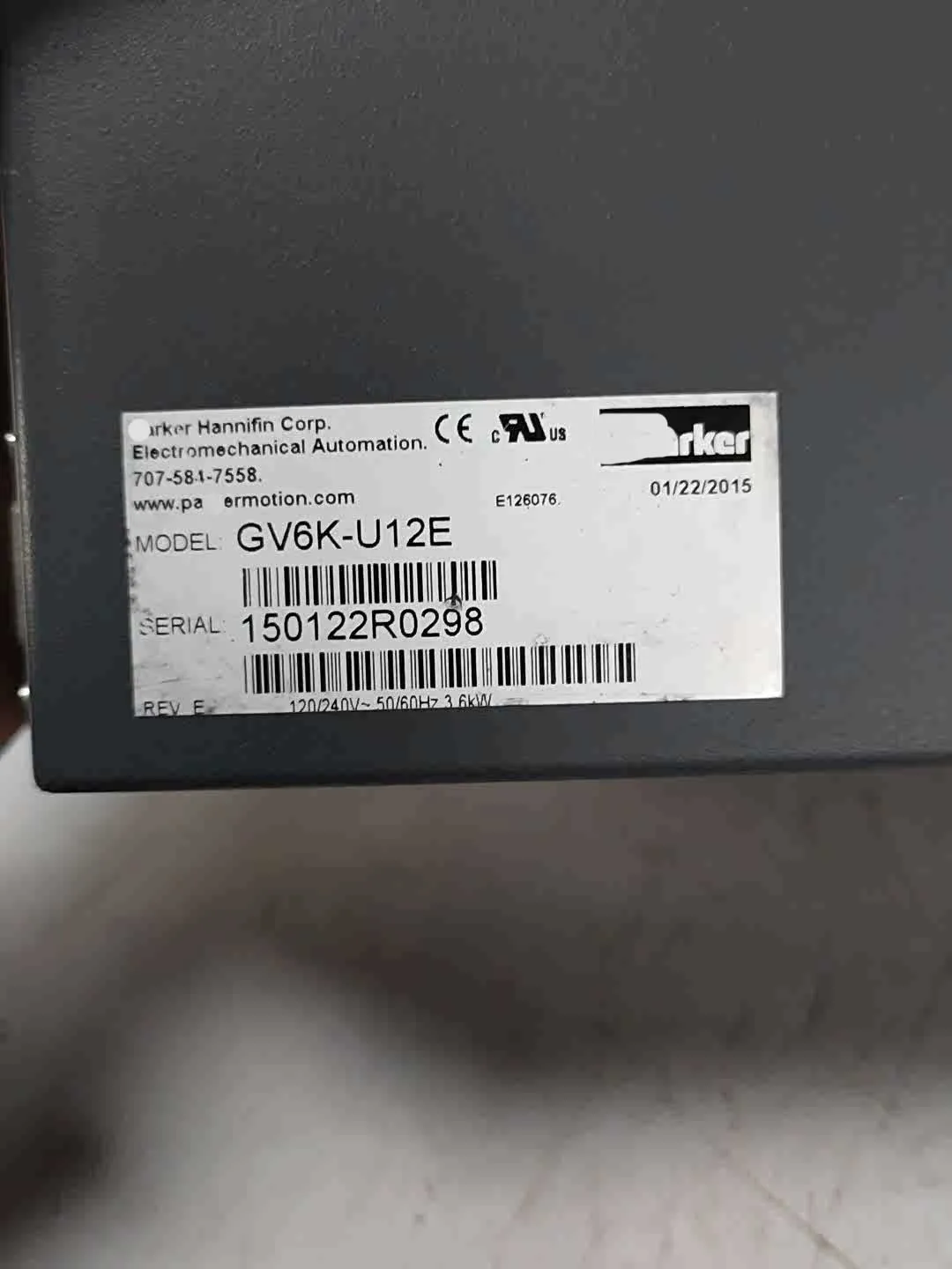 Servomoteur GV6K-U12E pour Parker