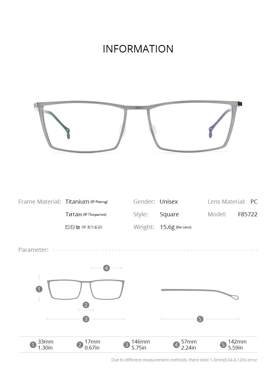 FONEX Reines Titan Brillengestell Männer Neue Marke Design Quadratische Brillen Japanische Handgemachte Ultraleichte Hochwertige Brillen 85722 – Detail 4
