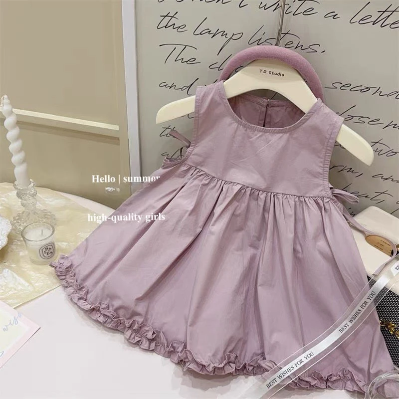 

Baby Girl Dress 2024 Girls Dress Summer Style Little Girl Princess Dress Baby Stylish Sweet Sundress Wooden Ear Skirt