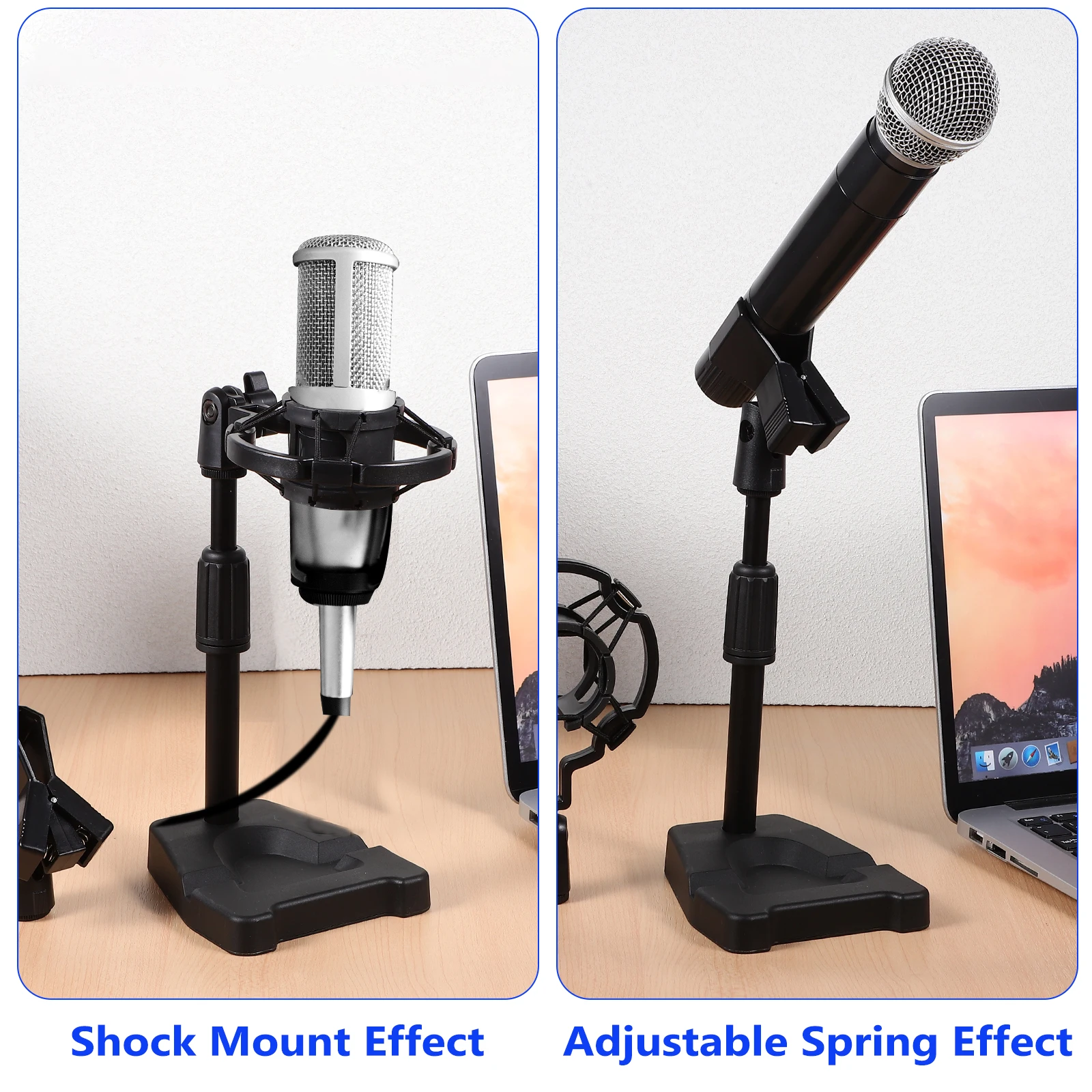 

Microphone Stand Studio Shock Mount Clip Holder Clips for Work Desk Portable Snowball